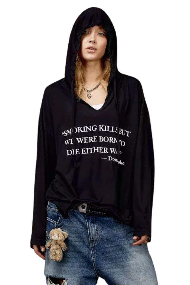 IDontSmoke Smoking Kills Long Sleeve Hood Tee