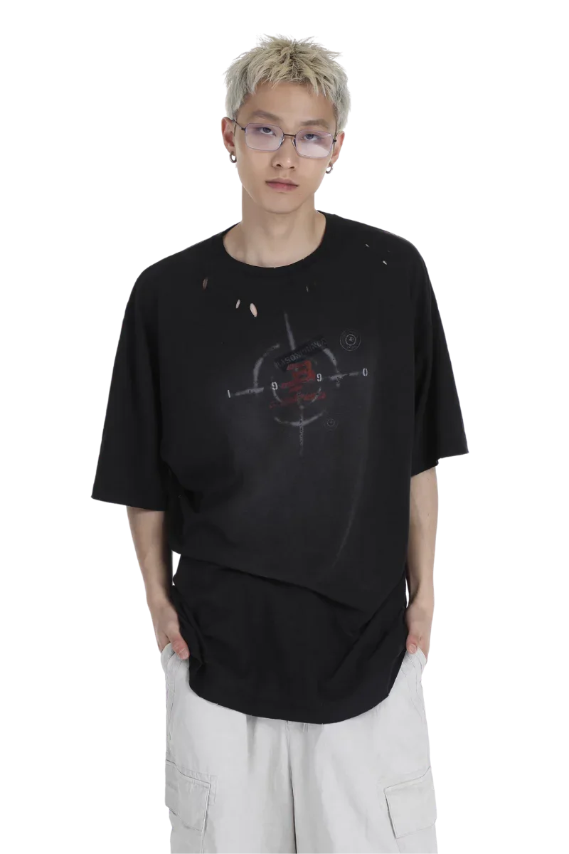 MasonPrince Stained Distressed Bull's Eye Tee