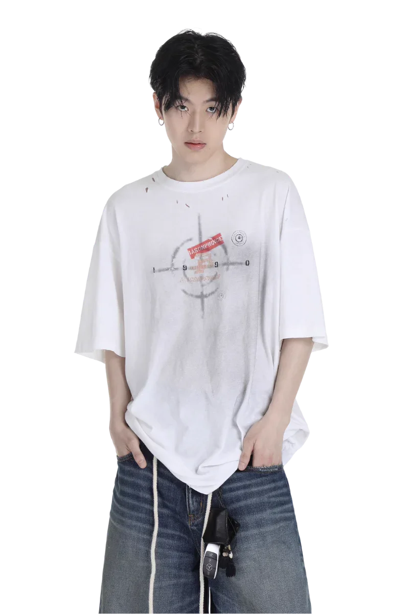 MasonPrince Stained Distressed Bull's Eye Tee
