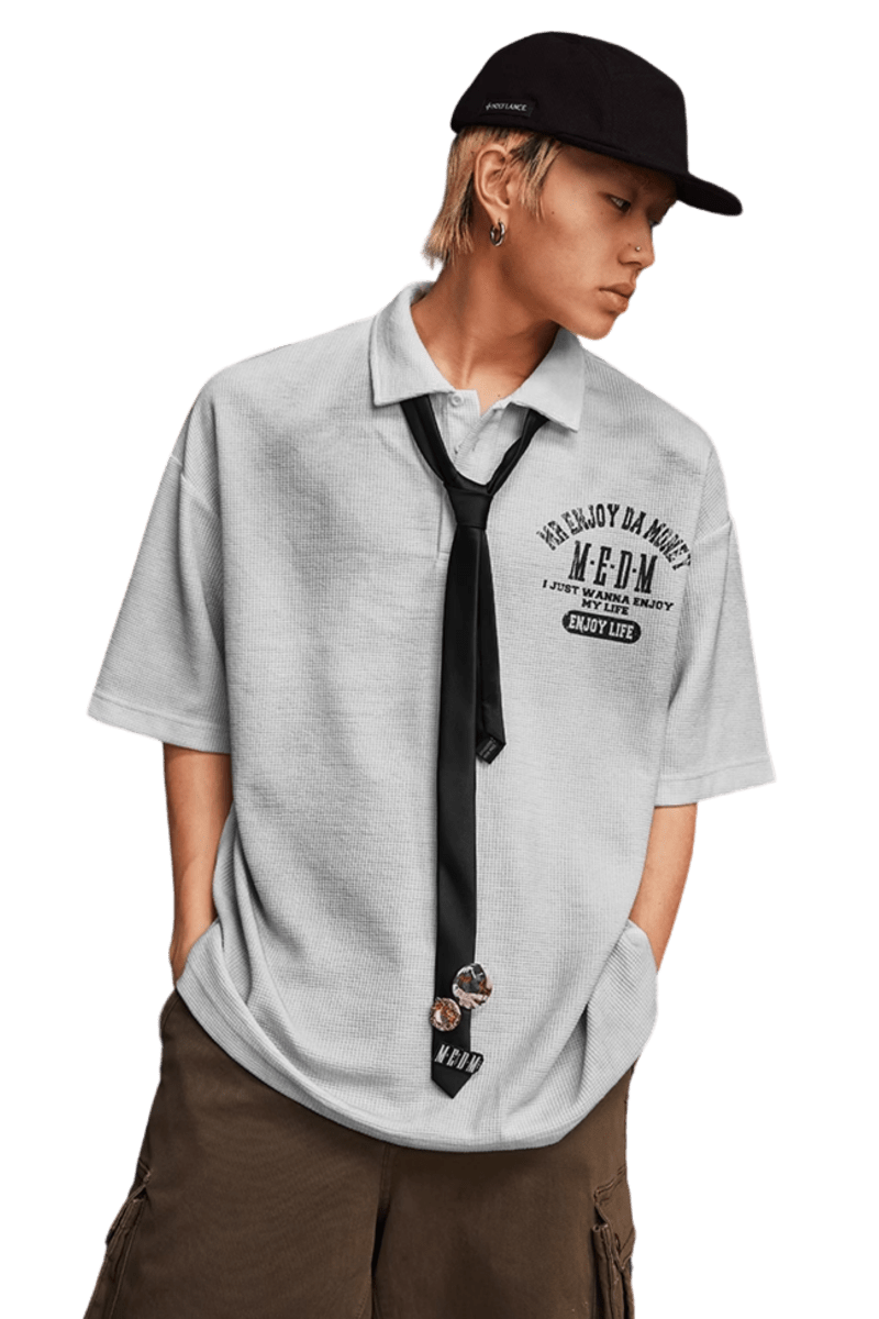 MEDM SS25 Stained Waffle Polo Tee