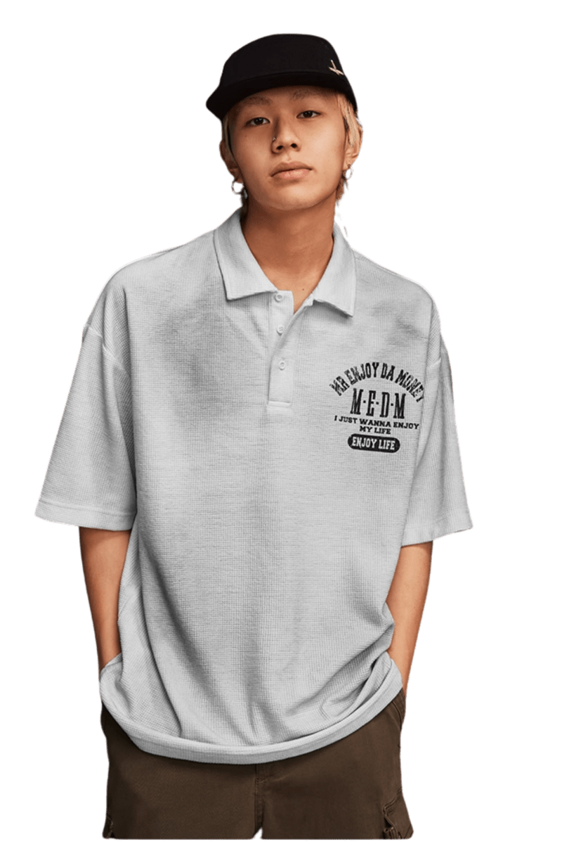 MEDM SS25 Stained Waffle Polo Tee