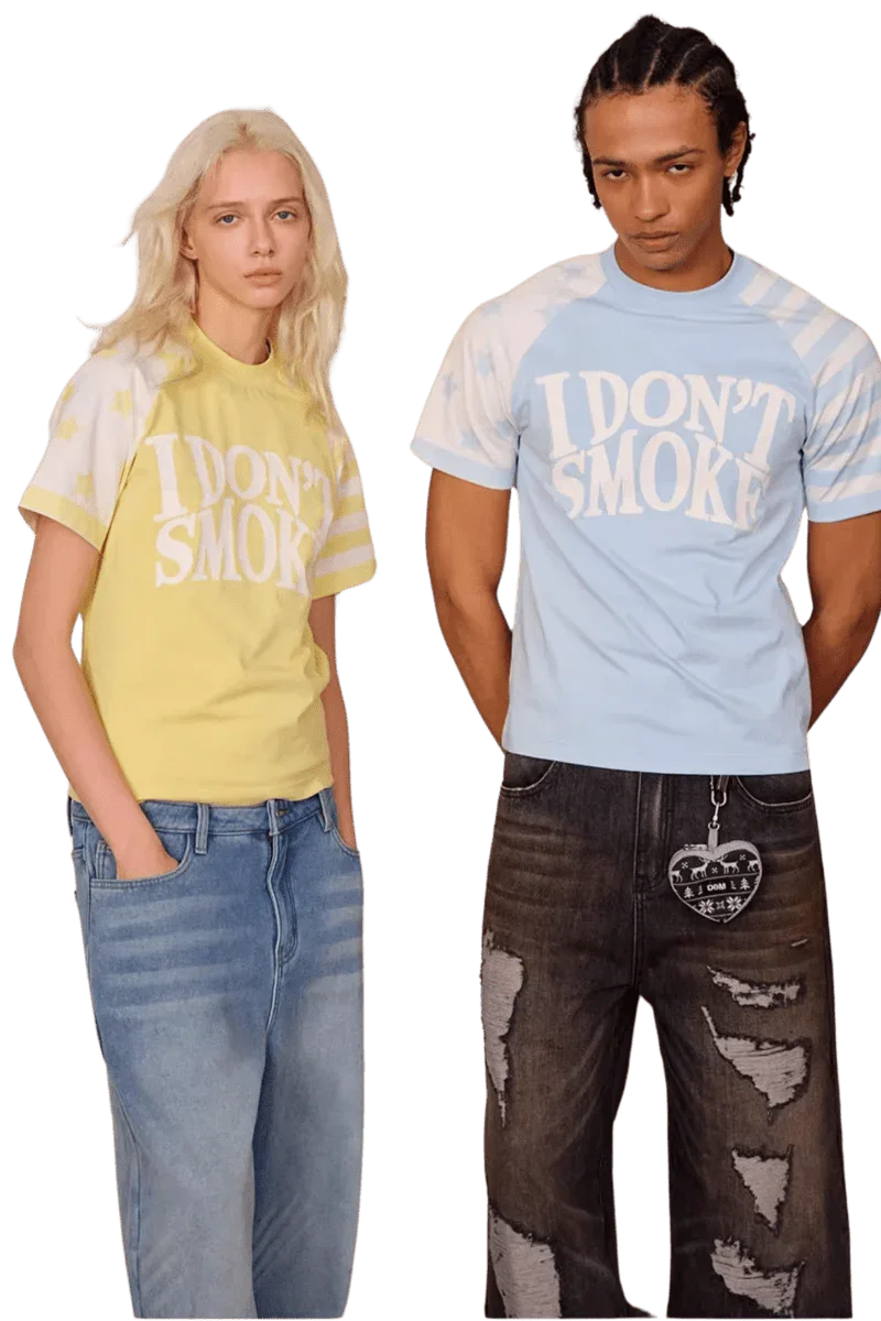 IDontSmoke Star Stripe Two Tone Tee(Sorona Material) - ShaLaoBan