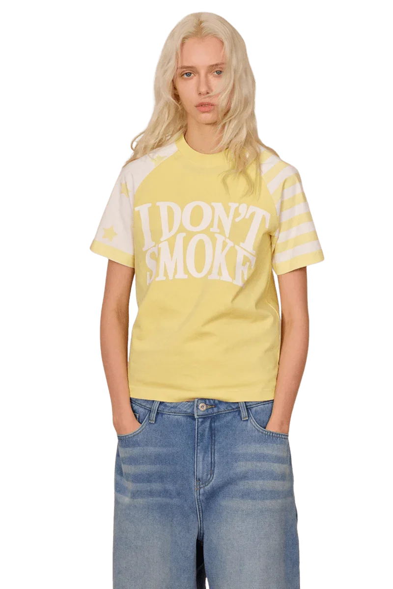 IDontSmoke Star Stripe Two Tone Tee(Sorona Material) - ShaLaoBan