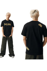 MEDM Rhinestone Puzzle Loose Crew Neck T-Shirt