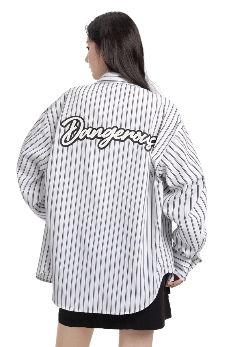 Dangerous People Vertical Striped Long Sleeve Shirt - ShaLaoBan