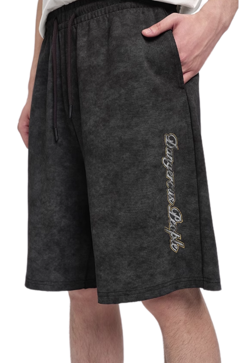 Dangerous People Washed Print Distressed Shorts