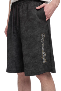 Dangerous People Washed Print Distressed Shorts