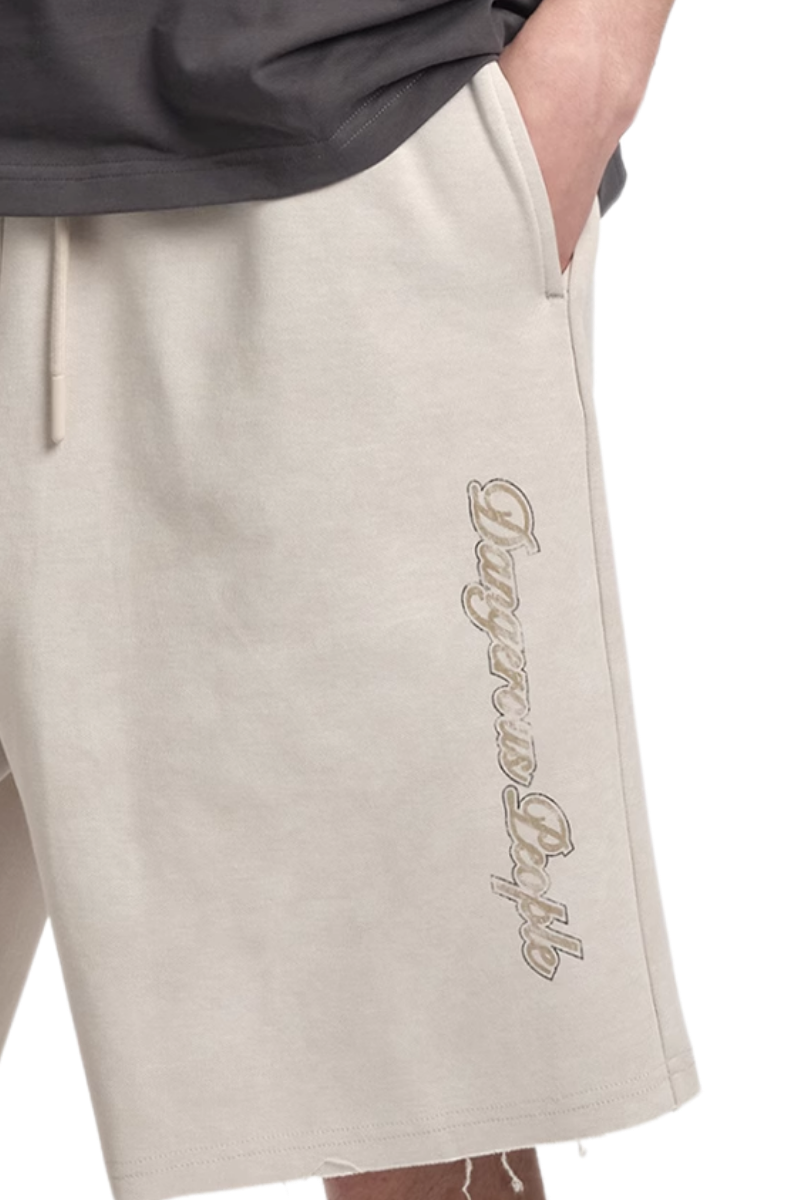 Dangerous People Washed Print Distressed Shorts