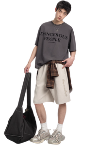 Dangerous People Washed Print Distressed Shorts