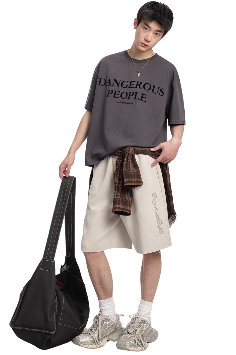 Dangerous People Washed Print Distressed Shorts