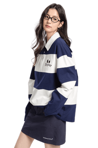 Dangerous People Wide Striped Long Sleeve Polo Tee - ShaLaoBan