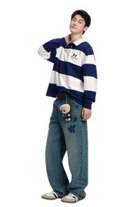 Dangerous People Wide Striped Long Sleeve Polo Tee - ShaLaoBan