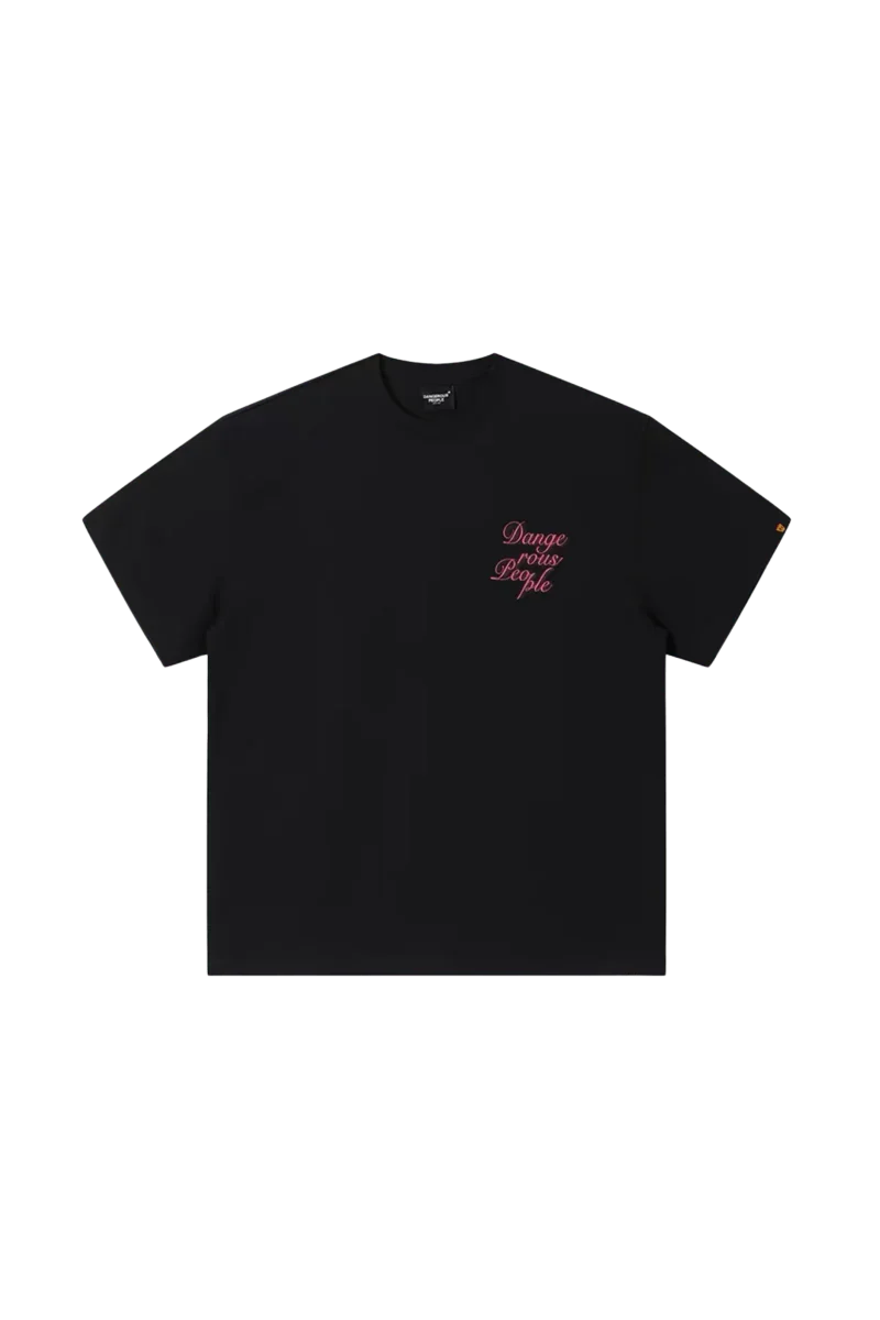 Dangerous People black blurred rose graphic tee with a stylish design for casual wear