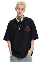 Men's Dangerous People blurred rose graphic tee in black with a stylish oversized fit