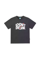 Black IDontSmoke Drinks Series Tee with bold white graphic text and pizza slice illustration