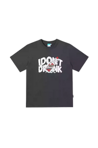 Black IDontSmoke Drinks Series Tee with bold white graphic text and pizza slice illustration