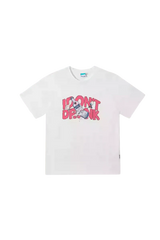 White IDontSmoke Drinks Series Tee with bold red text and bottle graphic on front