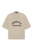 Beige SS23 Mock Neck Tee by ShaLaoBan featuring Essentials Fear of God graphic text