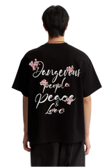 Black Dangerous People Cherry Blossom Tee featuring floral graphics and a stylish back design