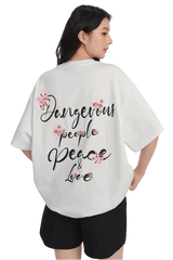 Cherry Blossom Tee from Dangerous People featuring floral design and positive message on a white background