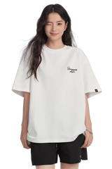 Women's Cherry Blossom Tee by Dangerous People in white, featuring a relaxed fit and logo design.