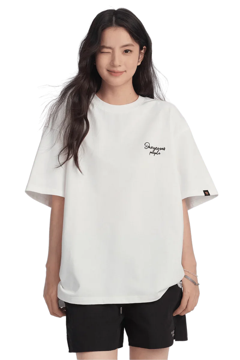 Women's Cherry Blossom Tee by Dangerous People in white, featuring a relaxed fit and logo design.