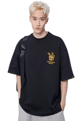Black Bee Paper Bag Embroidery Logo Tee by Dangerous People with relaxed fit and front logo