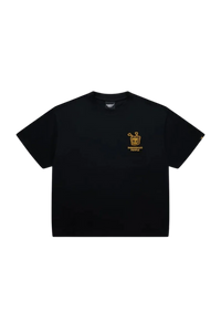 Dangerous People Bee Paper Bag Embroidery Logo Tee in black with gold logo detail on the chest