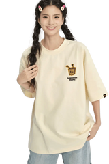 Dangerous People Bee Paper Bag Embroidery Logo Tee in cream featuring a stylish design and relaxed fit