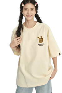 Dangerous People Bee Paper Bag Embroidery Logo Tee in cream featuring a stylish design and relaxed fit