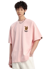 Pink Dangerous People Bee Paper Bag Embroidery Logo Tee for casual streetwear style