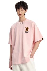 Pink Dangerous People Bee Paper Bag Embroidery Logo Tee for casual streetwear style