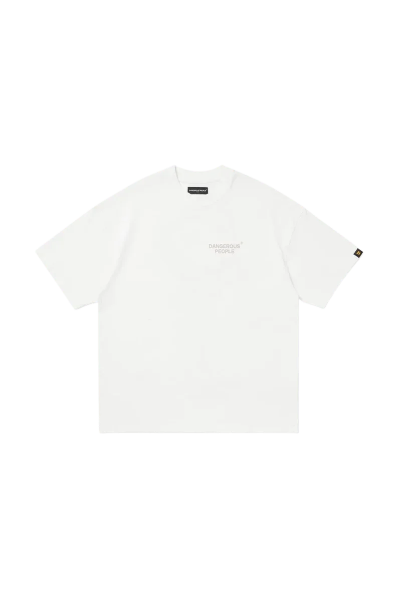 Dangerous People graphic tee in white with minimalist design and relaxed fit for casual wear