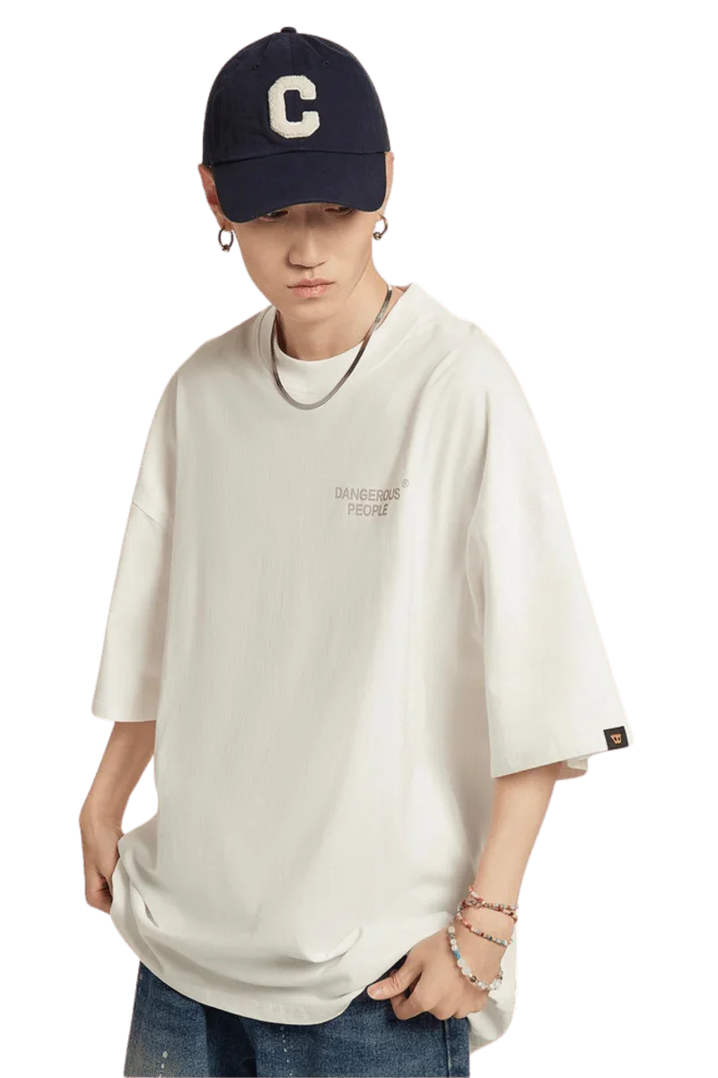 Men's Dangerous People graphic tee in white with relaxed fit and minimalist design