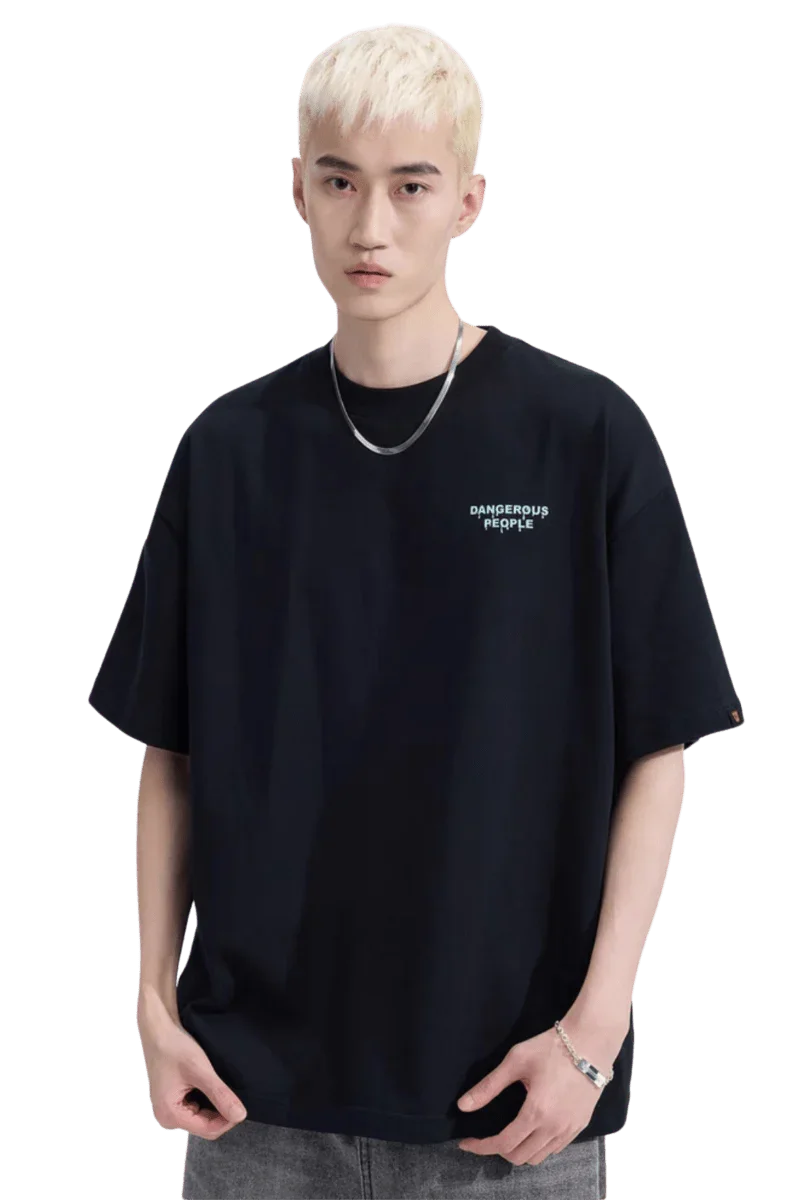 Dangerous People Ice Cube Tee in black featuring relaxed fit and logo print for casual style