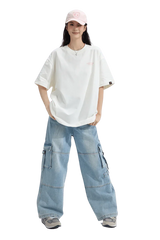 Dangerous People Ice Cube Tee in White, styled with casual oversized jeans for a trendy look