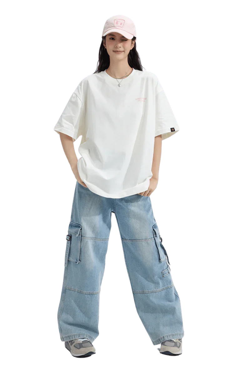 Dangerous People Ice Cube Tee in White, styled with casual oversized jeans for a trendy look