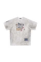 Masonprince Dirty 150GSM Tee in white with vintage graphic prints and a relaxed fit
