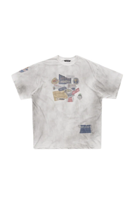 Masonprince Dirty 150GSM Tee in white with vintage graphic prints and a relaxed fit