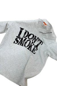 IDontSmoke Sorona material graphic tee in light gray with bold black text design