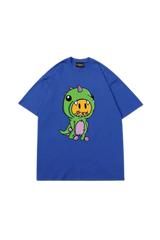 Drew House Dino SS Tee in blue featuring a playful dinosaur graphic on the front