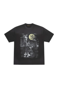 Drew House Full Moon SS Tee in black featuring wolf graphic and moon design for casual wear