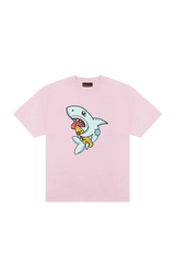 Drew House Phantasm SS Tee in pink with playful shark graphic for casual wear