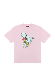 Drew House Phantasm SS Tee in pink with playful shark graphic for casual wear