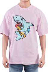 Drew House Phantasm SS Tee in Pink featuring a playful shark graphic design