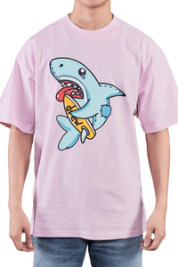 Drew House Phantasm SS Tee in Pink featuring a playful shark graphic design