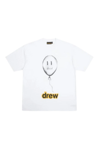 Drew House Real Joy SS Tee featuring a smiley balloon graphic on a white shirt