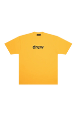 Drew House Secret SS Tee in vibrant yellow with 'drew' logo for casual style enthusiasts