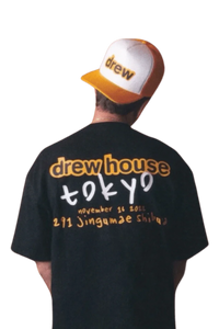 Drew House Tokyo SS Tee featuring a retro design and bold graphics on a black background