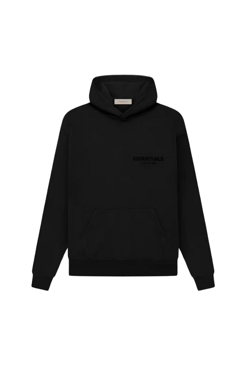 ShaLaoBan SS22 Flocked Logo Hoodie in Black with a Front Pocket and Stylish Design
